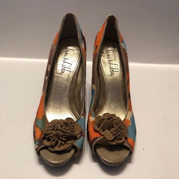 Sam & Libby floral open toe heels.Sleylai. Size 8.5. - Picture 1 of 6